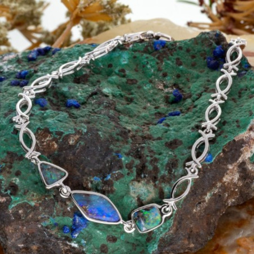 *1 CELESTIAL EARTHSONG SOLID BOULDER OPAL STERLING SILVER BRACELET