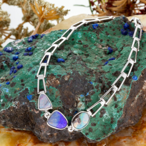 *1 RAINVEIL HEIRLOOM SOLID BOULDER OPAL STERLING SILVER BRACELET