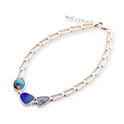 *1 RAINVEIL HEIRLOOM SOLID BOULDER OPAL STERLING SILVER BRACELET