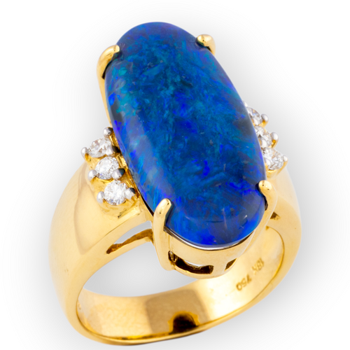 *COSMIC FIRE 18KT GOLD AND DIAMOND OPAL RING