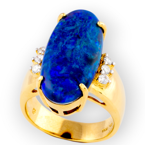 * 1 COSMIC FIRE 18KT GOLD AND DIAMOND OPAL RING