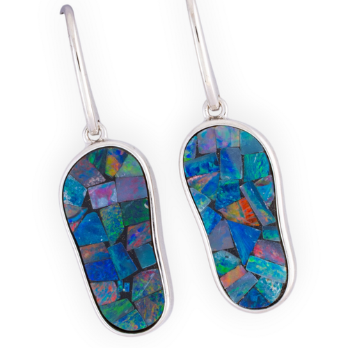 SUMMER SANDALS SILVER OPAL EARRING