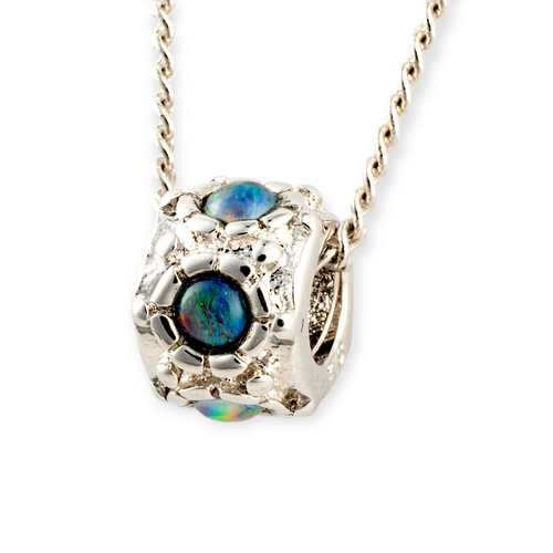 * 1 GALACTIC GYRO AURORA SPIN STERLING SILVER OPAL NECKLACE