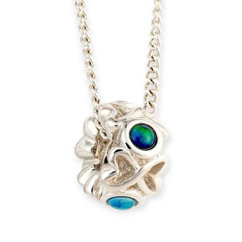 * 1 ORBITAL COSMIC SPIN RADIANCE STERLING SILVER OPAL NECKLACE