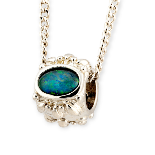 * 1 COSMIC ORBITAL LIGHT SWIVEL STERLING SILVER OPAL NECKLACE