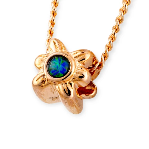 * 1 ASTRAL BLOSSOM AURORA FLOWER 18KT ROSE GOLD PLATED OPAL PENDANT