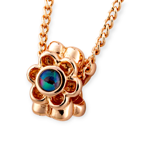* 1 BLOSSOM AURORA FLOWER 18KT ROSE GOLD PLATED OPAL PENDANT