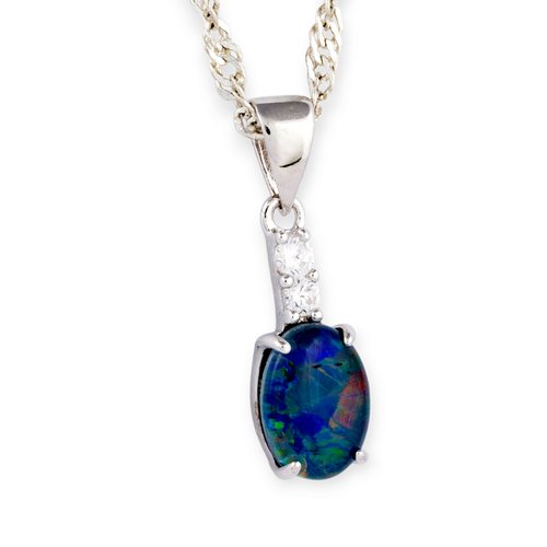 * 1 ASTRAL LIGHTFALL RAINBOW STERLING SILVER OPAL PENDANT