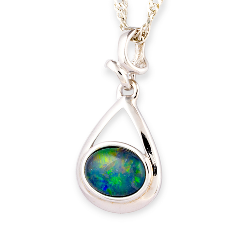 * 1 CELESTIAL OCEAN STERLING SILVER OPAL PENDANT