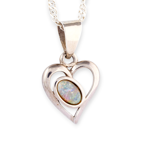 * 1 CELESTIAL HEARTLIGHT STERLING SILVER WHITE OPAL PENDANT
