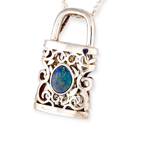 * 1 COSMIC LOCKET STERLING SILVER OPAL CHARM PENDANT
