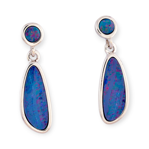 * 1 VIOLET GALAXY ORBIT CIRCULAR OPAL DROP EARRINGS 925 STERLING SILVER