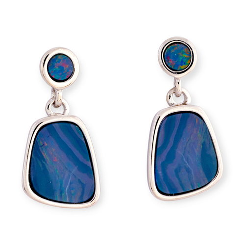 * 1 SUPERNOVA VIOLET HALO OPAL DROP EARRINGS COUTURE STERLING SILVER