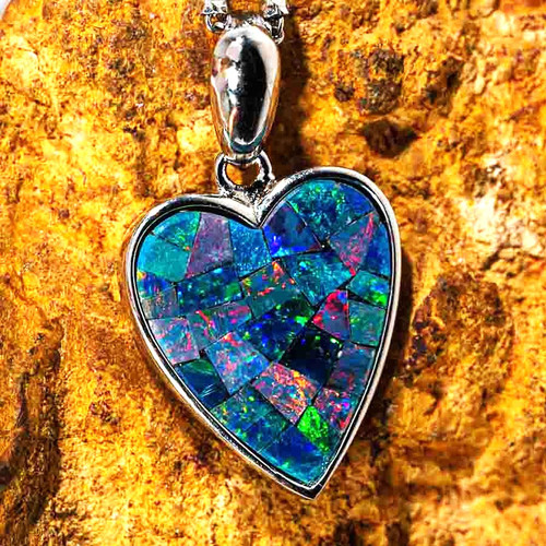 *  1 Australian Opal Heart Shaped Necklace