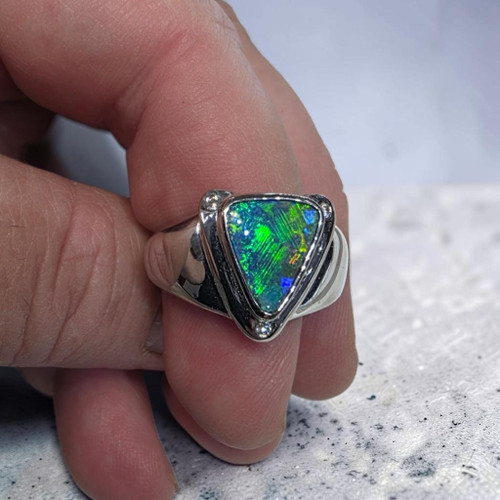 BOLD JOURNEY 18KT WHITE GOLD SOLID BOULDER OPAL
