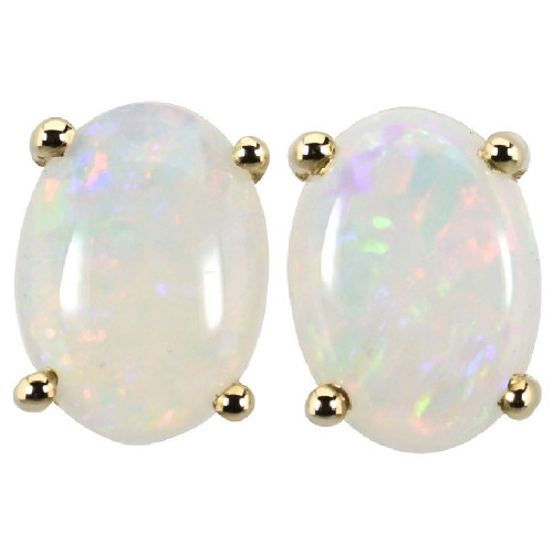  *1 A BRILLIANT FIRE 18KT GOLD PLATED AUSTRALIAN WHITE OPAL STUD EARRINGS