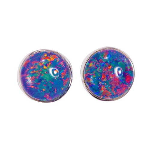 SATURN SPIN STERLING SILVER AUSTRALIAN OPAL STUD EARRINGS