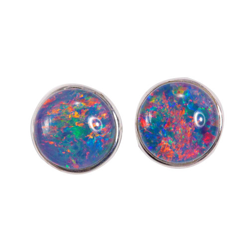 SATURN SPIN STERLING SILVER AUSTRALIAN OPAL STUD EARRINGS