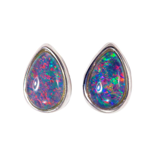 MAGIC MOUNTAIN STERLING SILVER AUSTRALIAN OPAL STUD EARRINGS
