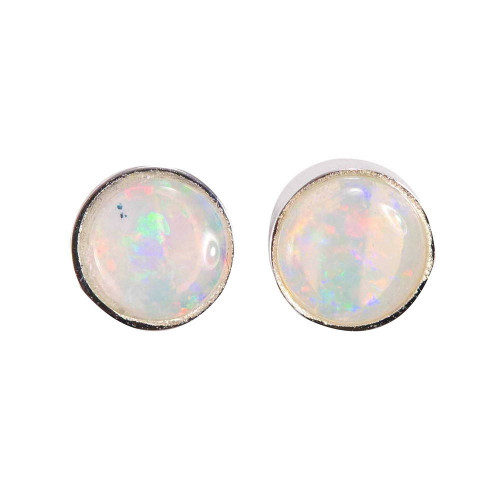 SPLASH MOUNTAIN  STERLING SILVER NATURAL WHITE AUSTRALIAN OPAL STUD EARRINGS