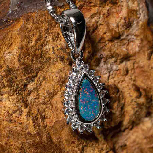 DARE TO DAZZLE STERLING SILVER AUSTRALIAN OPAL NECKLACE