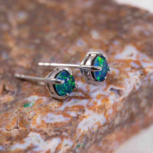 MOUNTAIN LIGHTNING FLASH STERLING SILVER AUSTRALIAN OPAL EARRINGS
