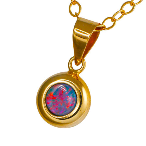 A HOLIDAY FLASH 14KT GOLD AUSTRALIAN OPAL NECKLACE