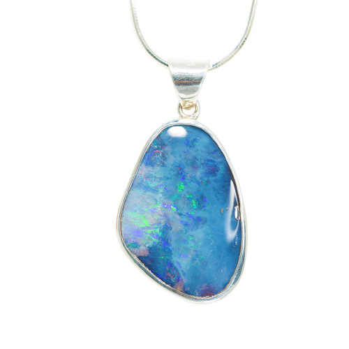 AN ELECTRIC SKY NATURAL AUSTRALIAN SOLID BOULDER OPAL NECKLACE
