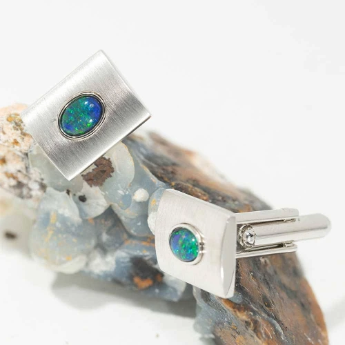 BALLROOM BLAST STERLING SILVER OPAL CUFFLINKS