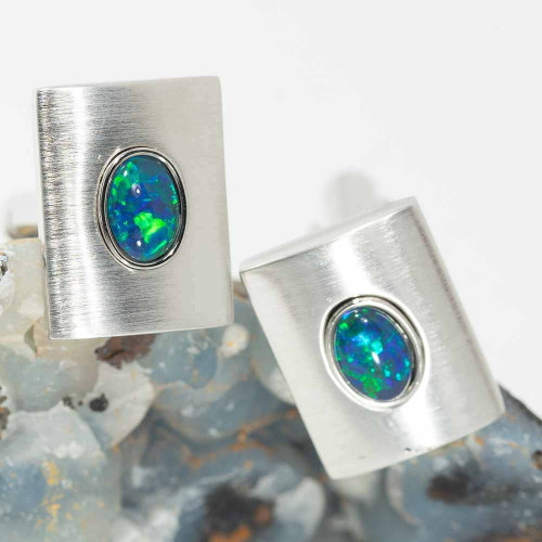 ***3 DAY FLASH SALE***ENCHANTED TREEHOUSE STERLING SILVER GENUINE AUSTRALIAN OPAL CUFFLINKS