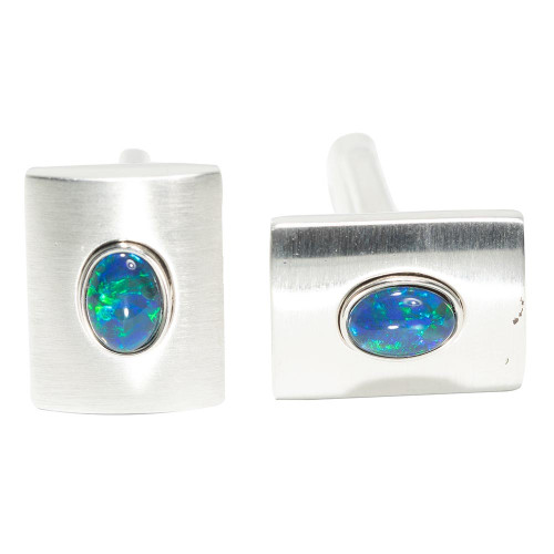 ENCHANTED TREEHOUSE STERLING SILVER GENUINE AUSTRALIAN OPAL CUFFLINKS