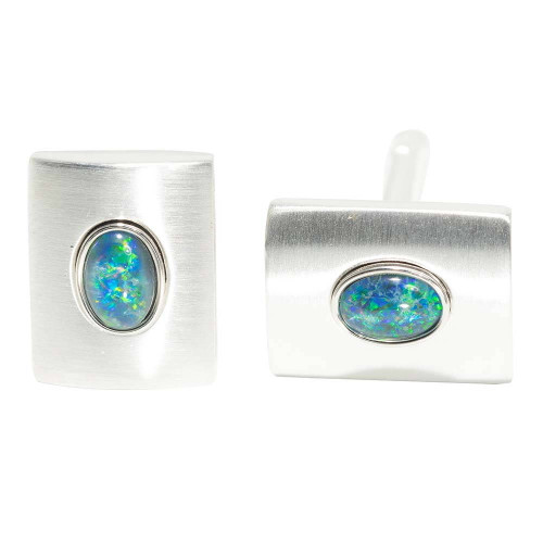 SKY GRASS LOVE STERLING SILVER OPAL CUFFLINKS