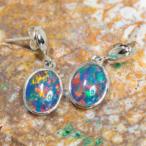 ENCHANTED WONDERLAND 14KT WHITE GOLD AUSTRALIAN OPAL DROP EARRINGS