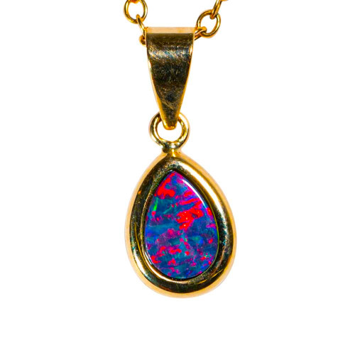 KISSED POWDER 14KT GOLD AUSTRALIAN OPAL NECKLACE