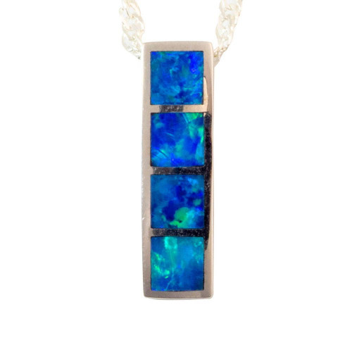 * 1 DEEP SEA 14KT WHITE GOLD AUSTRALIAN OPAL NECKLACE