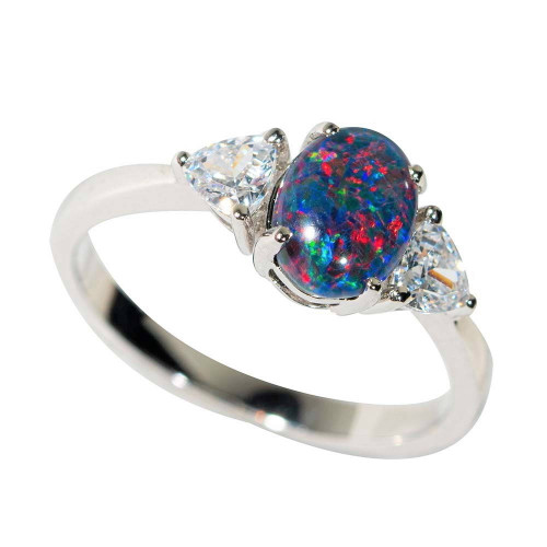1 RED STAR SILVER AUSTRALIAN OPAL RING