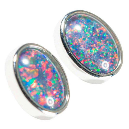 COSMIC GLITTER STERLING SILVER AUSTRALIAN OPAL STUD EARRINGS