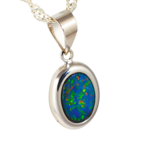 LAGOON EUPHORIC 14KT WHITE GOLD AUSTRALIAN OPAL NECKLACE