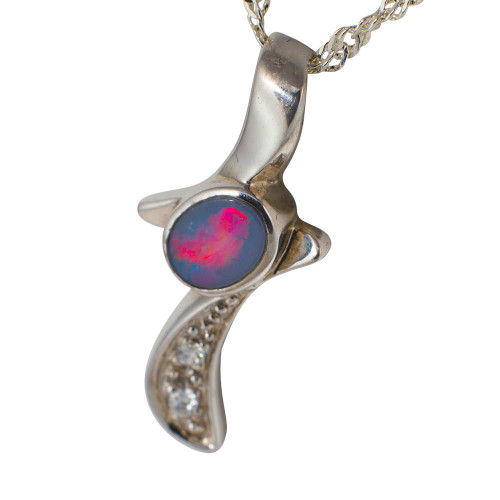 SMOOTH GROOVE STERLING SILVER AUSTRALIAN OPAL NECKLACE