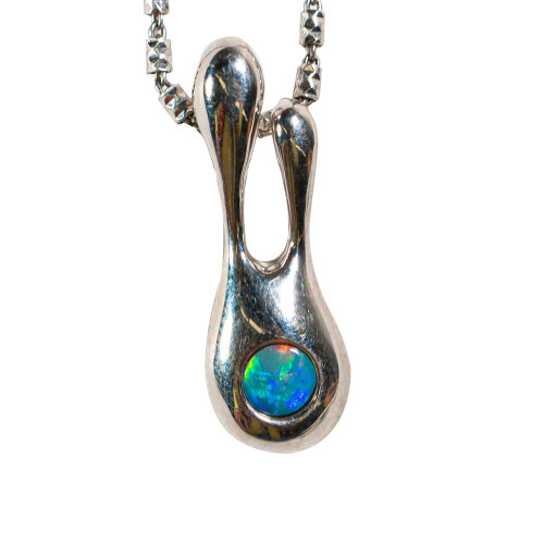 WATER WINDOW STERLING SILVER AUSTRALIAN OPAL NECKLACE