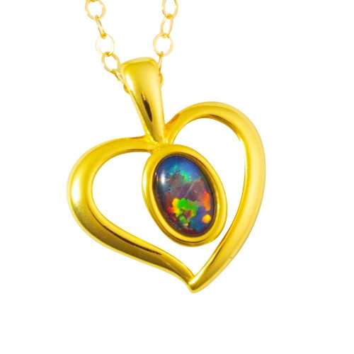 BEAUTY & GRACE 18KT YELLOW GOLD PLATED AUSTRALIAN OPAL NECKLACE