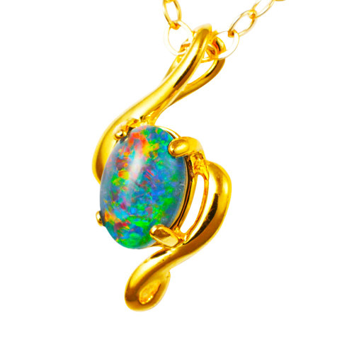 ROYAL WHISPER 18KT YELLOW GOLD PLATED AUSTRALIAN  OPAL NECKLACE
