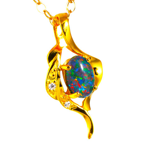 CANDY CAROUSEL 18KT YELLOW GOLD PLATED AUSTRALIAN  OPAL NECKLACE