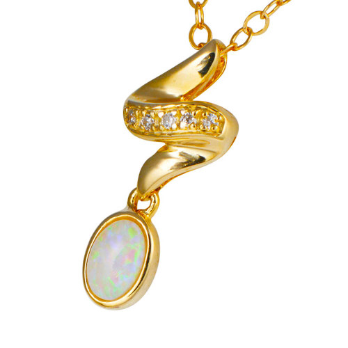 SNOW BLANKET 18KT YELLOW GOLD PLATED AUSTRALIAN WHITE OPAL NECKLACE