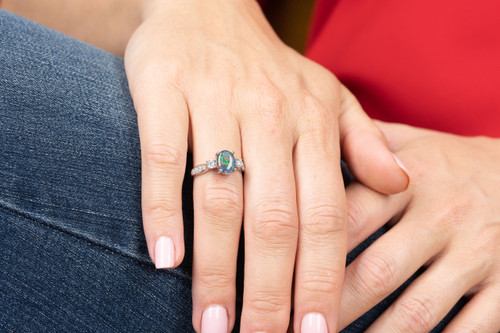 BRIGHT WONDER STERLING SILVER AUSTRALIAN OPAL RING