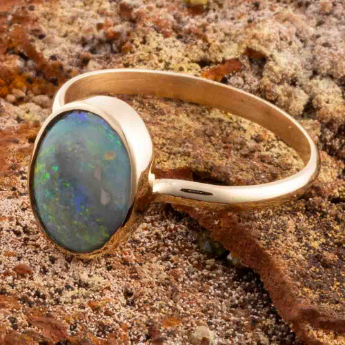 HIGH LIGHT 14KT YELLOW GOLD AUSTRALIAN OPAL RING