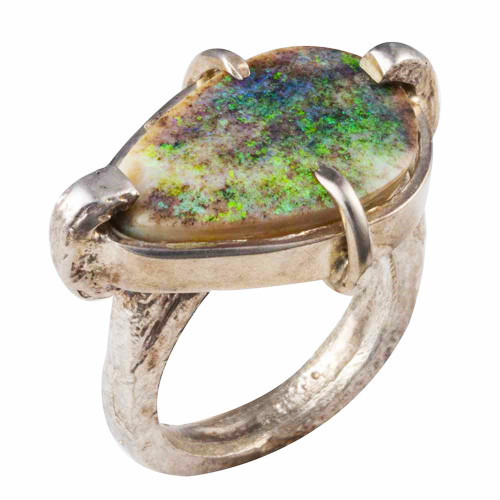 MY NEON SILVER CHARM STERLING SILVER AUSTRALIAN SOLID OPAL RING