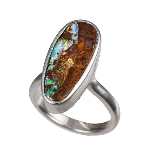 BRILLIANT EARTH STERLING SILVER AUSTRALIAN SOLID OPAL RING