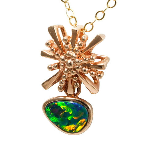 BRIGHT PRINCESS 14KT ROSE GOLD AUSTRALIAN OPAL NECKLACE