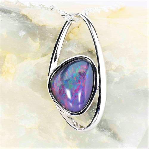 RED COSMO STERLING SILVER AUSTRALIAN OPAL NECKLACE